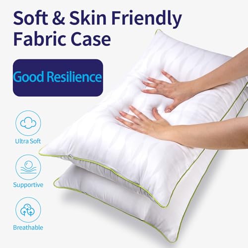 King Size Set of 2 Adjustable Bed Pillows with Zipper U595829