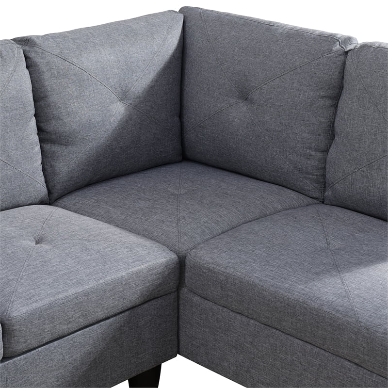 Microfiber Fabric Right Facing Sectional Grey A16534