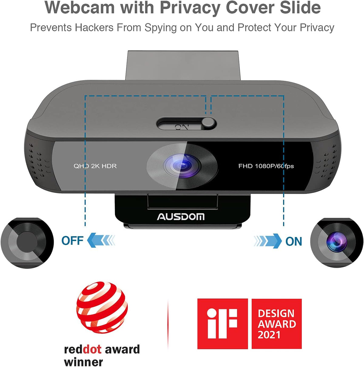 2K Zoomable Webcam with Tripod and Microphones Pack of 2 A8337