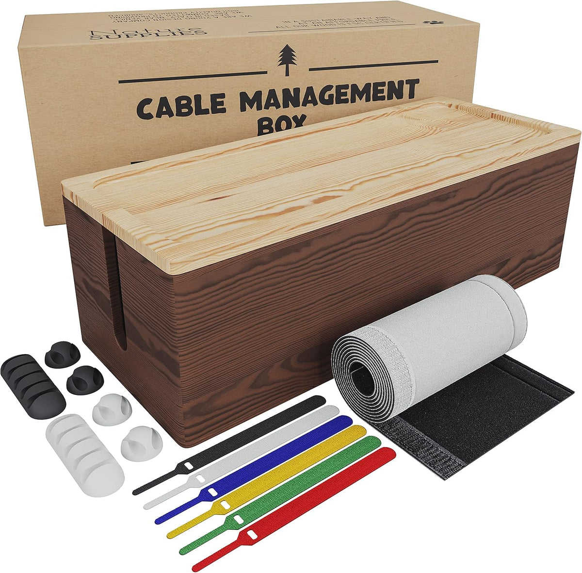 Dark Brown Wood Cable Management Box Set of Two E479