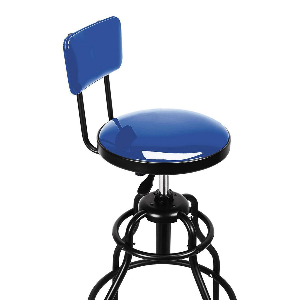 Blue Adjustable Shop Stool with Backrest O940517
