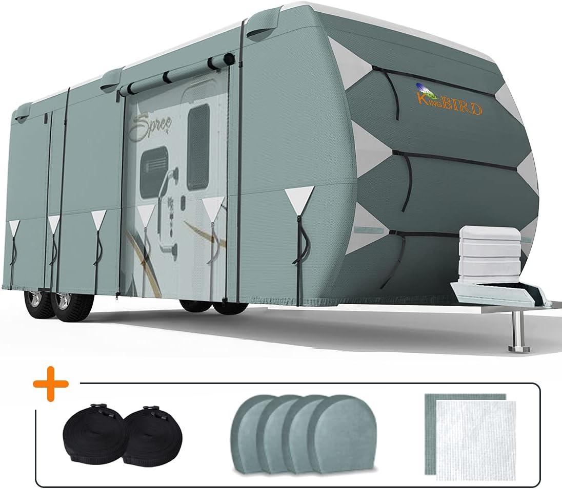 5 Layers Water-Proof RV Cover 24-27ft with Straps & Tire Covers E843485