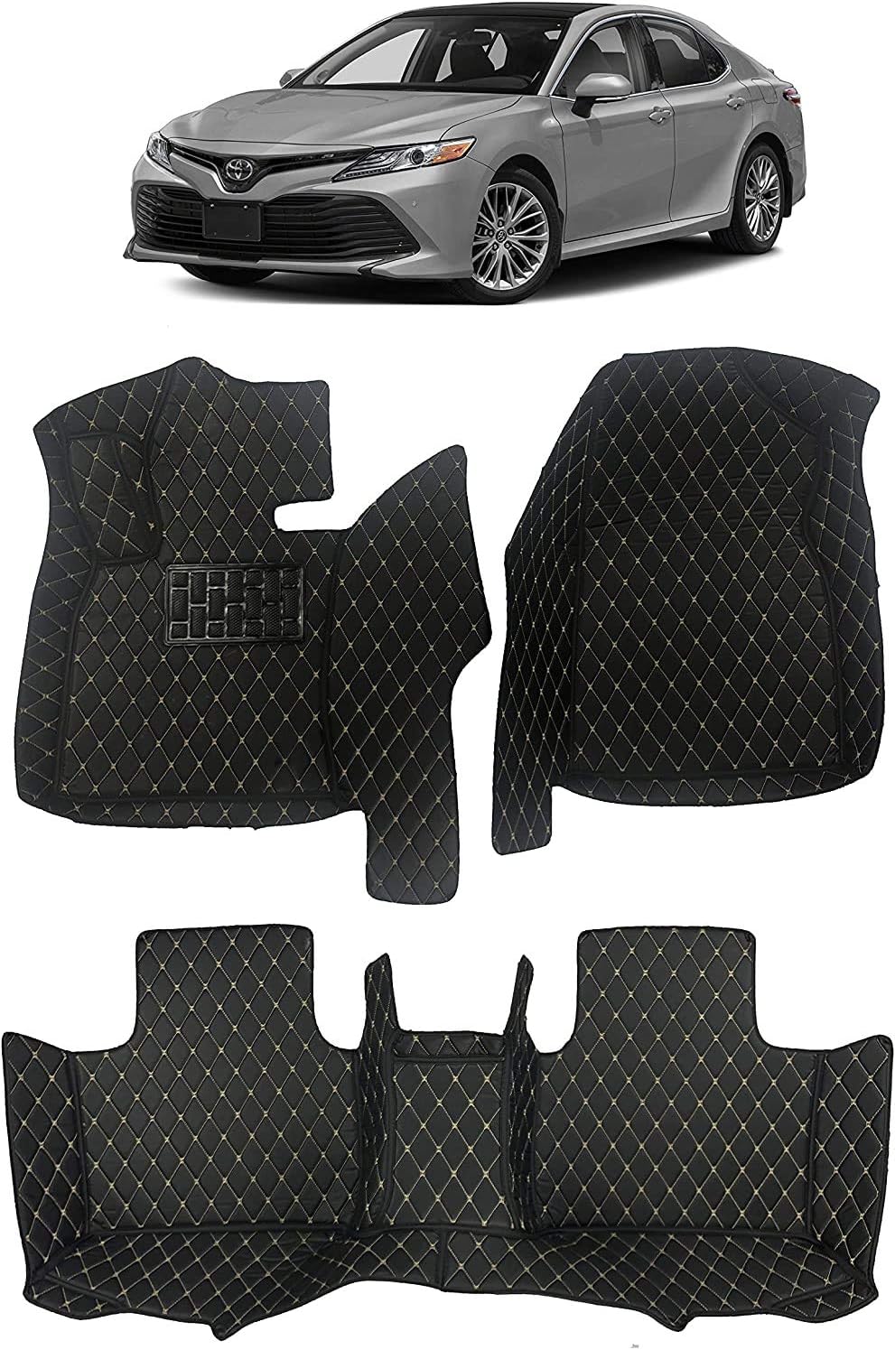 All Weather Heavy Duty Full Coverage Floor Mat 1st and 2nd Row Black Single Layer K52685