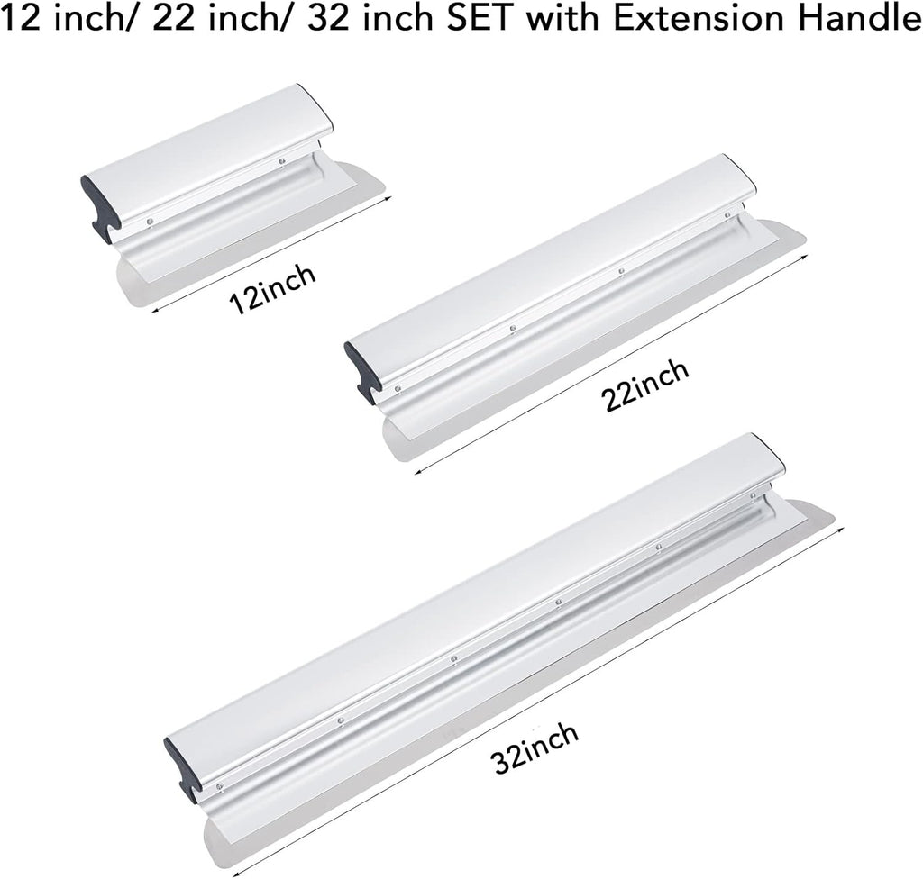 Skimming Blade Set with Extension Handle 12, 22 & 32 Blades 301 Stainless Steel T79474