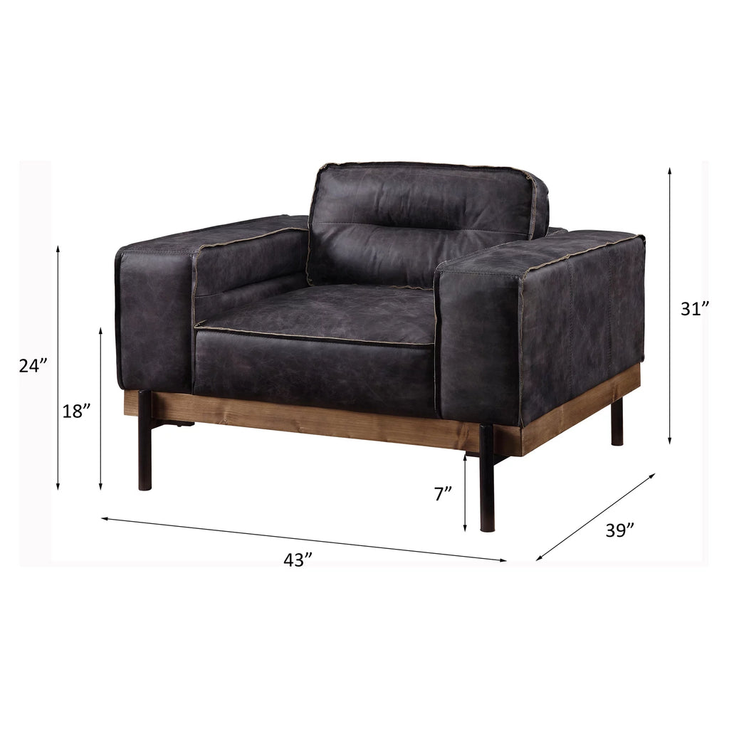 Square Arm Tufted Accent Chair in Antique Ebony O6987