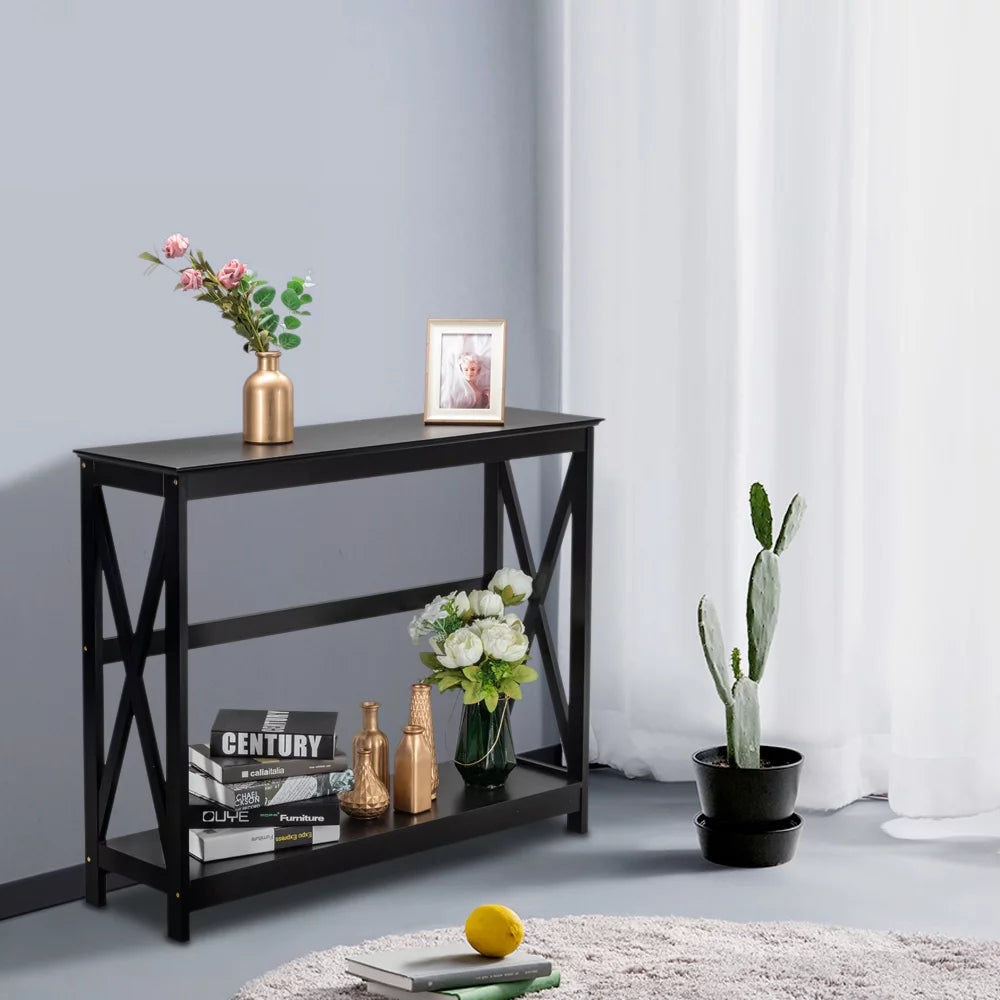 Black 2 Tier Console Table D7557
