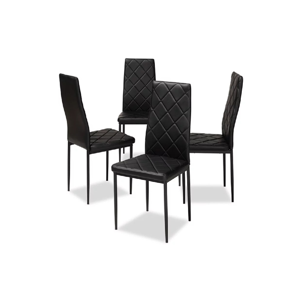 Black Faux Leather Upholstered Dining Chair Set of 4 B6124
