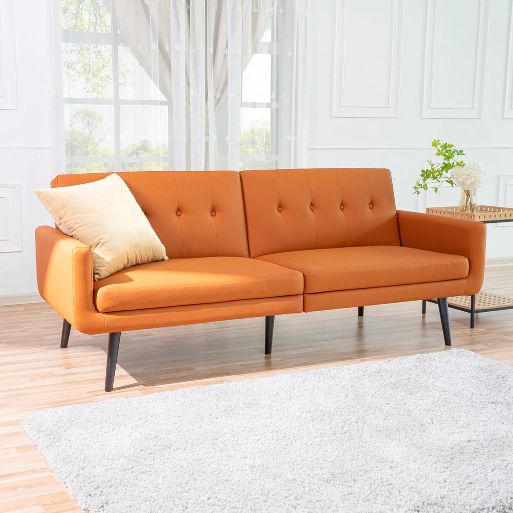 Caramel Air Leather Futon Sofa Bed N355