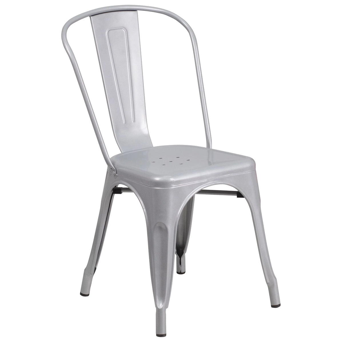 30" Round Silver Metal Indoor-Outdoor Table Set with 2 Cafe Chairs X3524