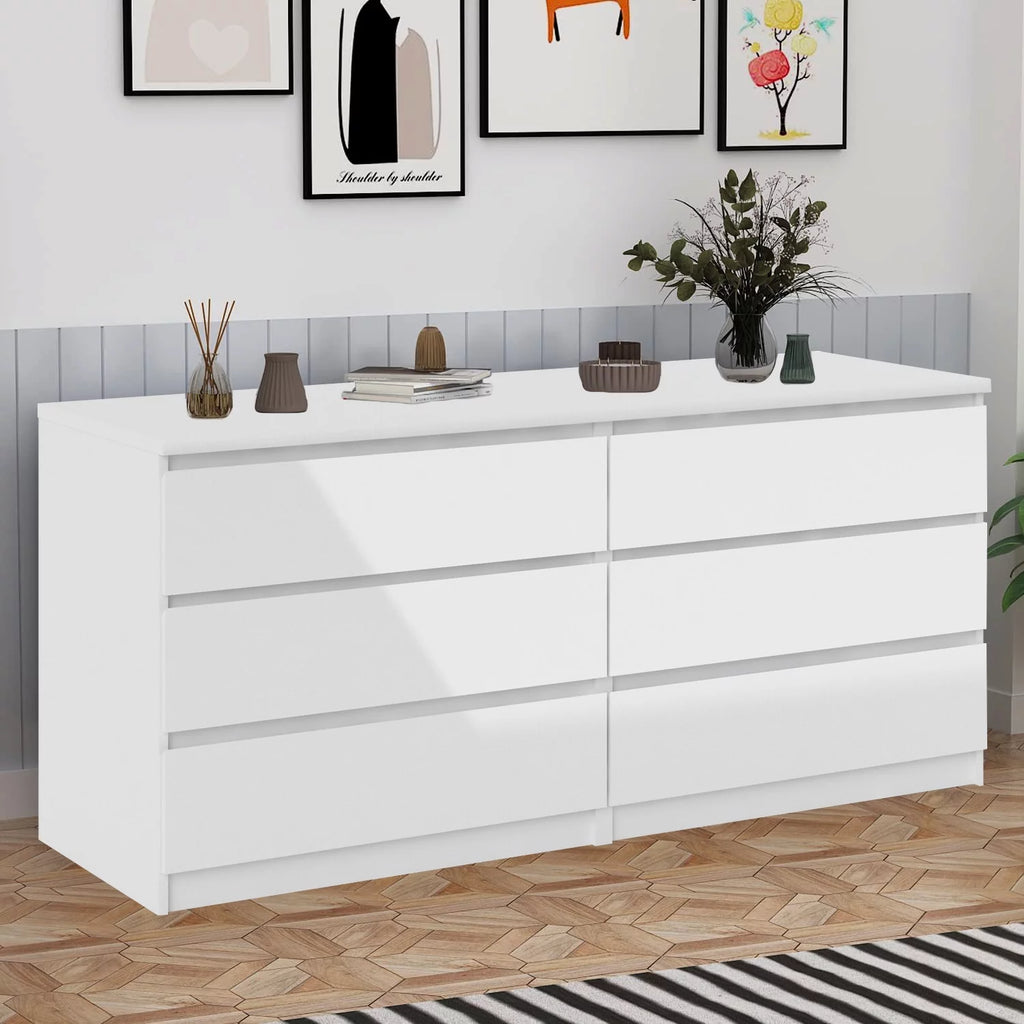 White 6 Drawer Dresser L7161