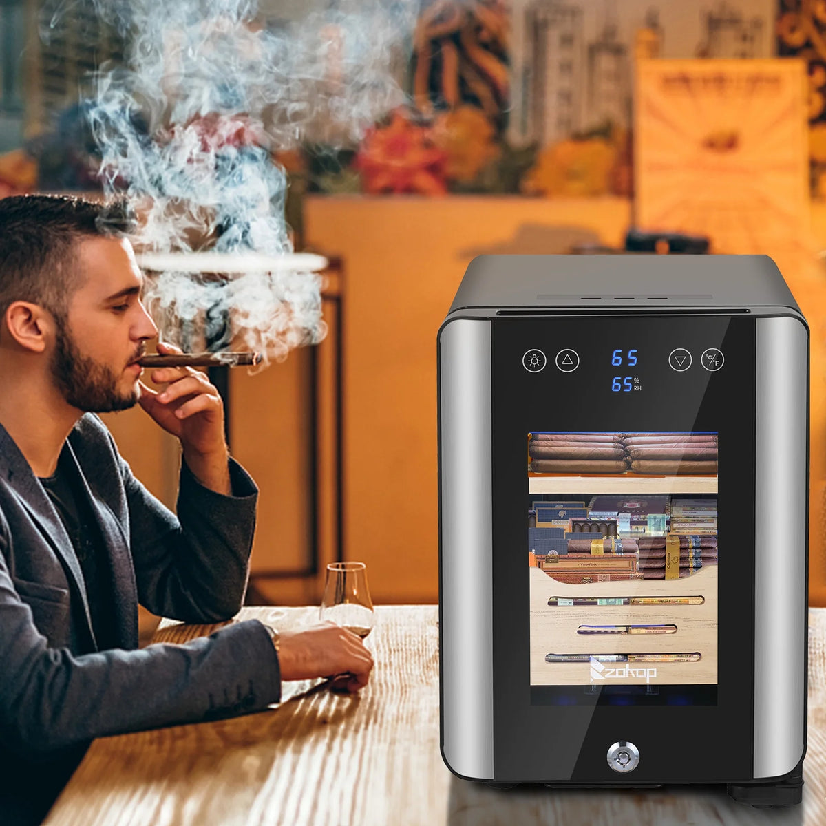 25L Electric Cigar Humidor for 150 Counts with Digital Hygrometer G256