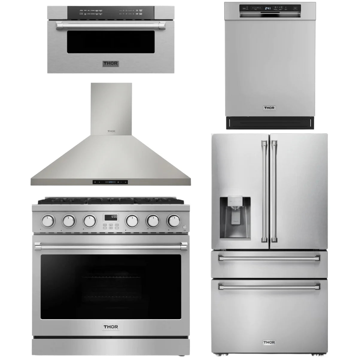 36 Gas Range, Range Hood, Refrigerator, Dishwasher and Microwave T358383
