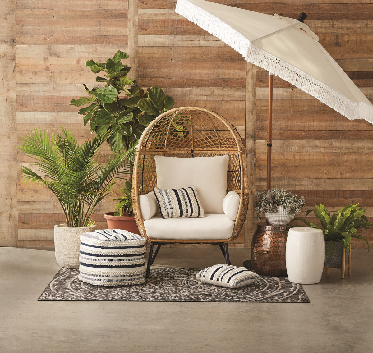 Boho Wicker Egg Chair G12819