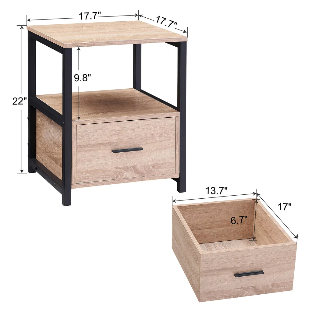 Full Size Platform Bed Frame and 2 Nightstands Set of 3 J948