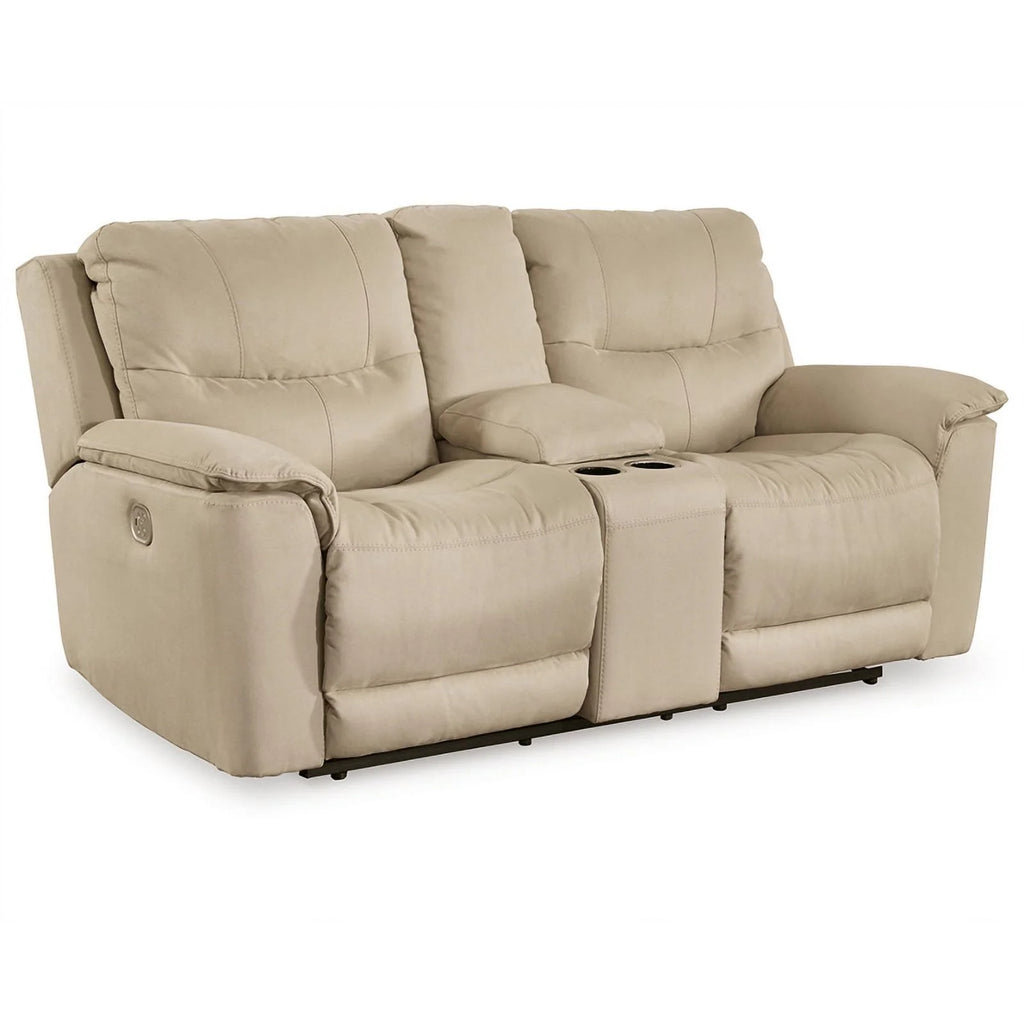 Latte Faux Leather Power Reclining Loveseat C3851