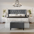 Black Velvet Upholstered Storage Bench Bed X94231