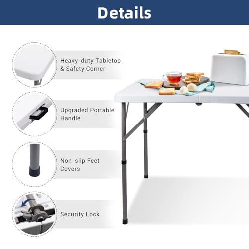 34" Black Folding HDPE Table with Carrying Handle M575752