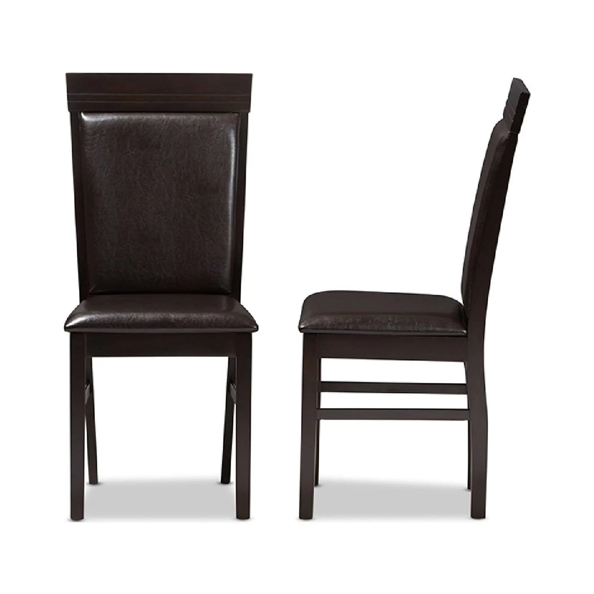 Dark Brown Faux Leather Dining Chair Set of 2 E52861