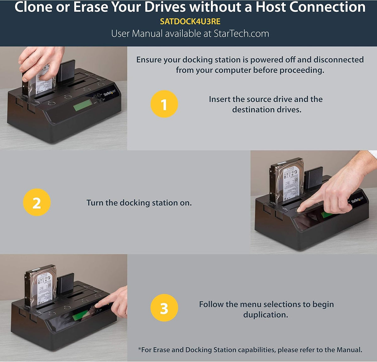 USB 3.0 eSATA SATA HDD Hard Drive Duplicator Dock E643394
