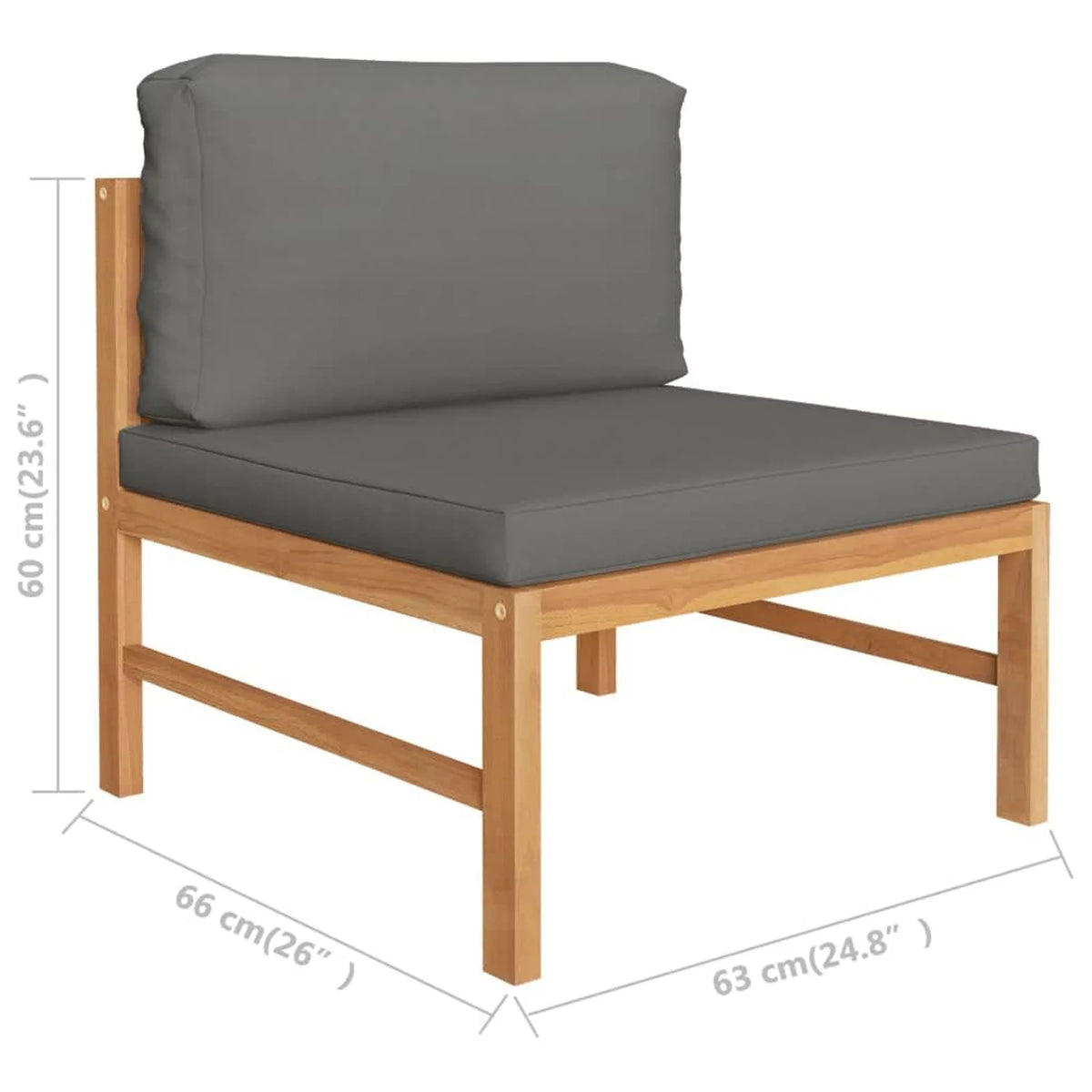 Dark Gray Cushions Solid Teak Wood Sofa D7308