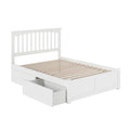 White Platform Bed with Footboard and 2 Drawers T6379