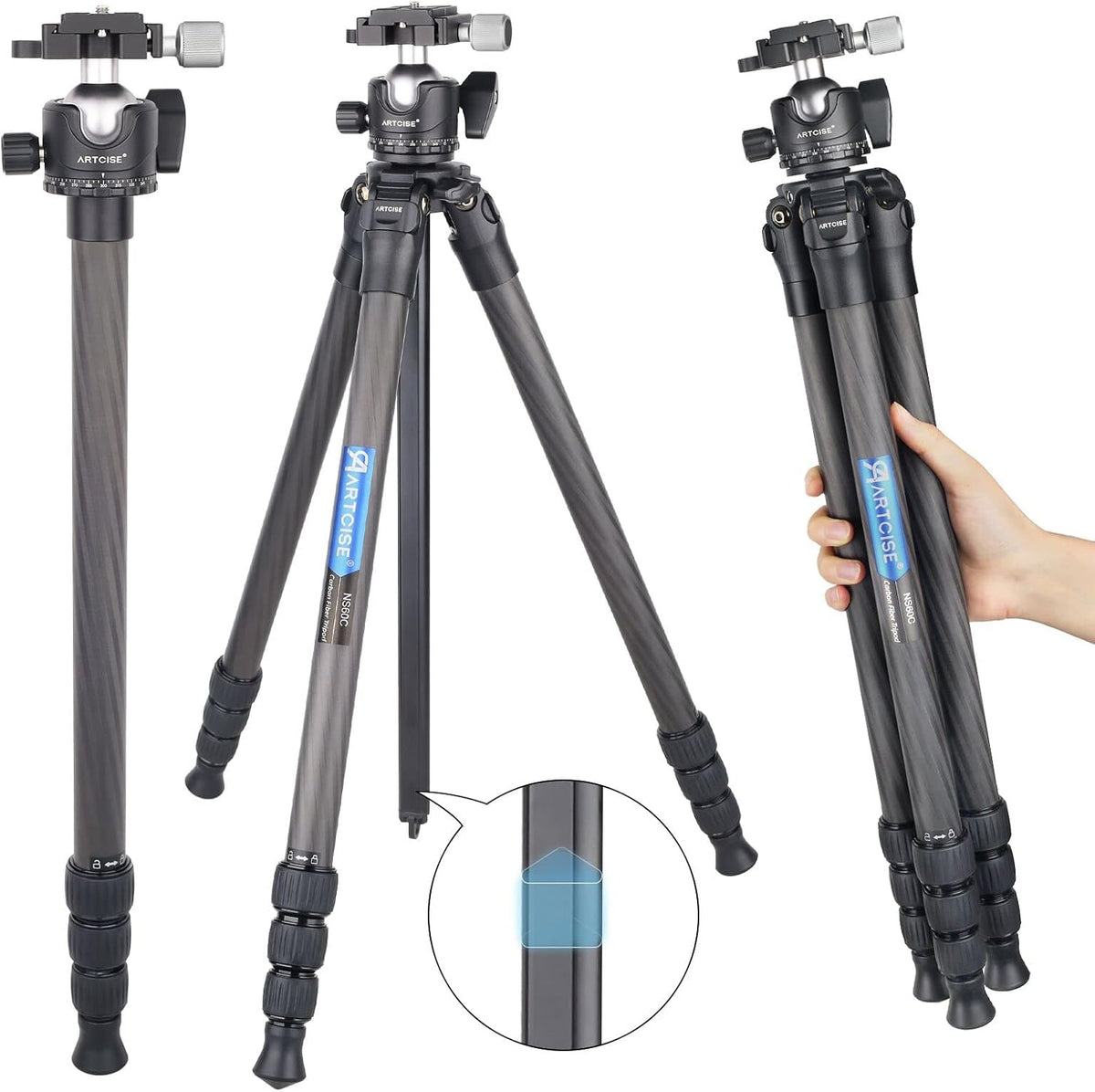 Compact Travel Camera Tripod with Ball Head and Carry Bag T15883