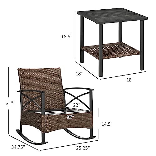3 Piece Wicker Patio Rocking Chair Set with Coffee Table H127