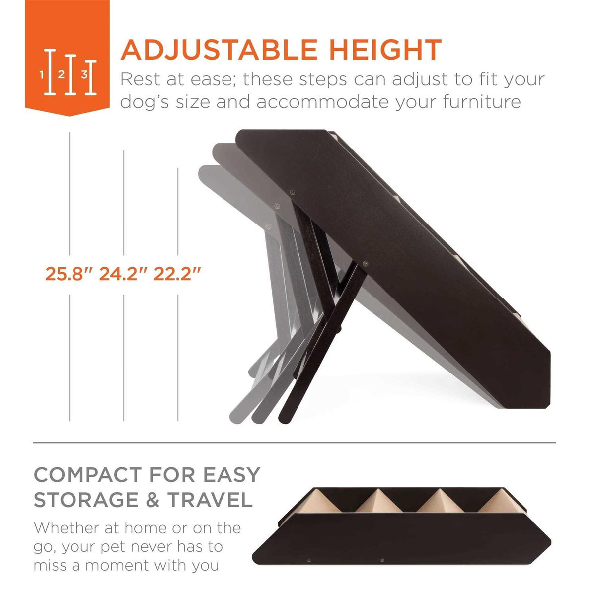 Foldable Adjustable Wooden Pet Stairs S437