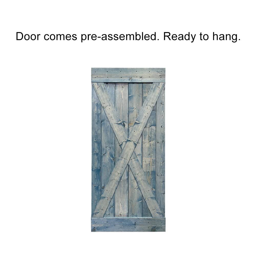 84 in. Walnut Stained Wood Interior Sliding Barn Door with Hardware Kit Y179