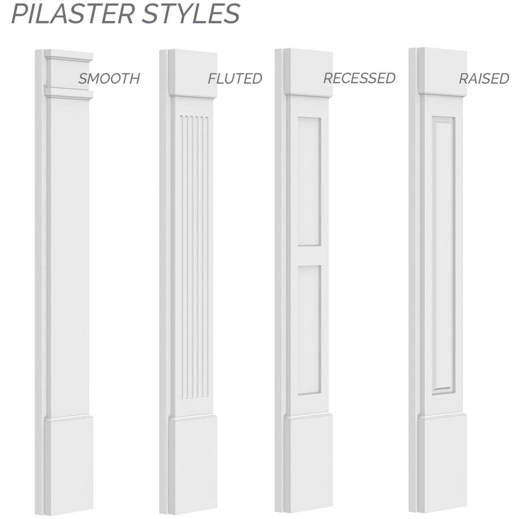 10x108 Raised Panel PVC Pilaster with Capital & Base (Pair) N70136