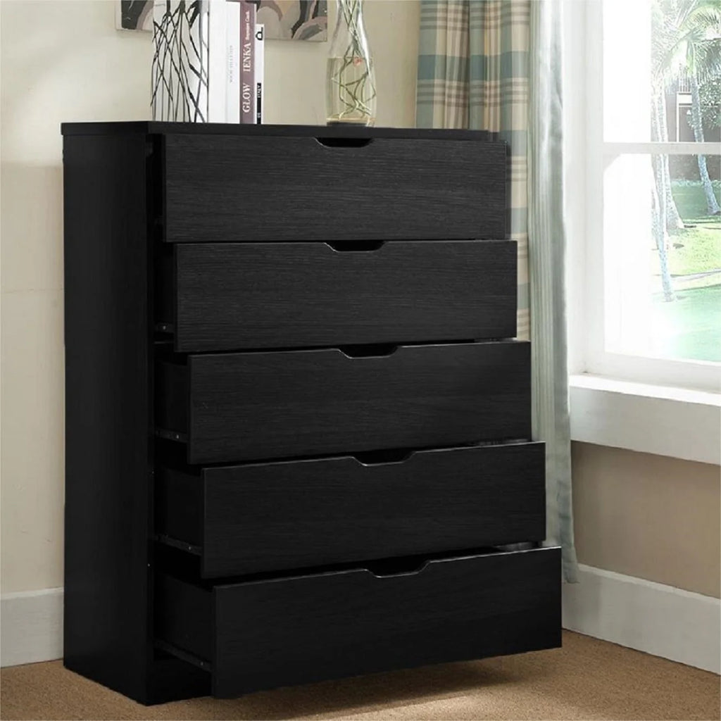 Brown 5 Drawer Wood Dresser F612