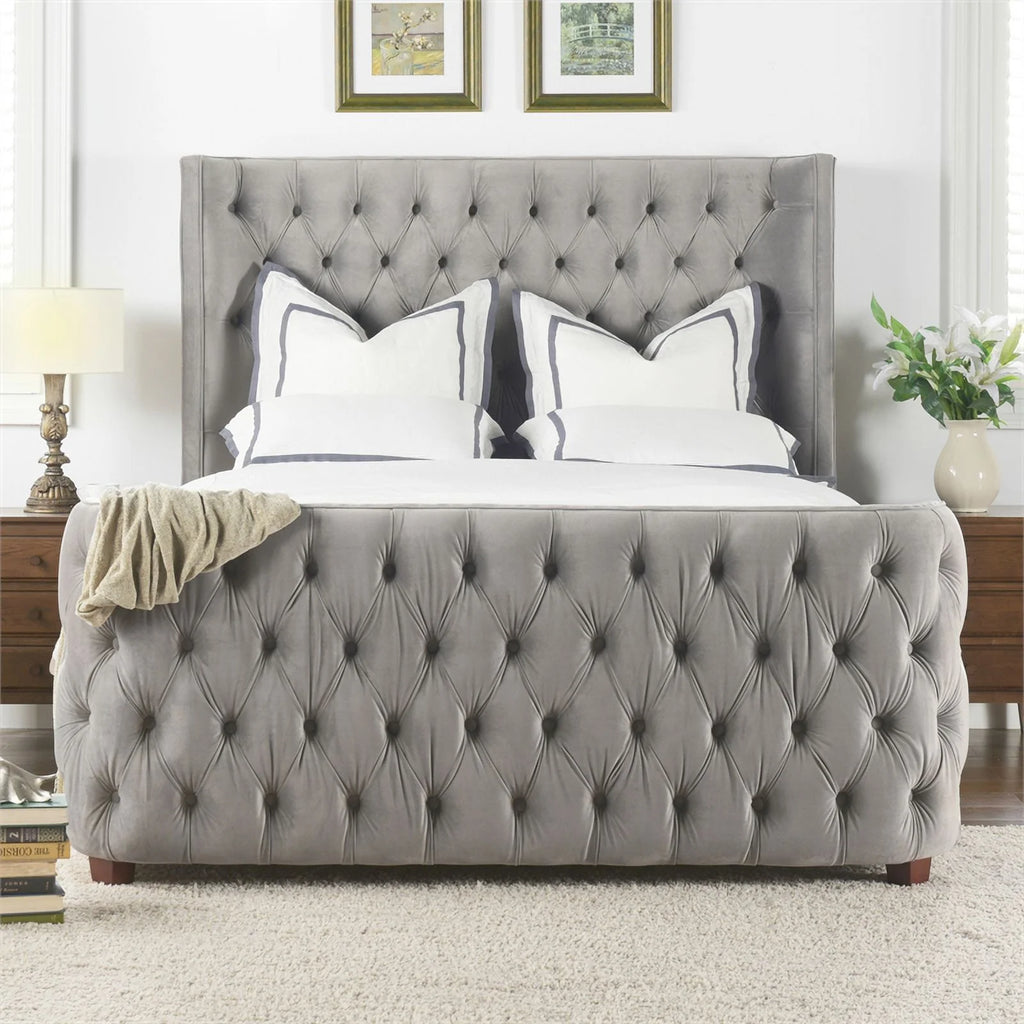 Queen Tufted Velvet Bed K9306
