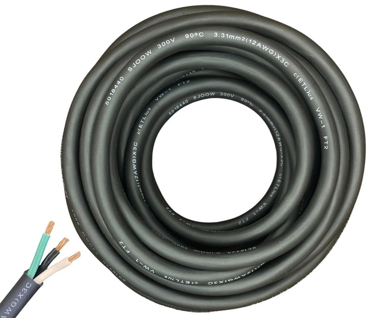 25 Feet 12 Gauge 3 Conductor Black SJOOW Cable N870