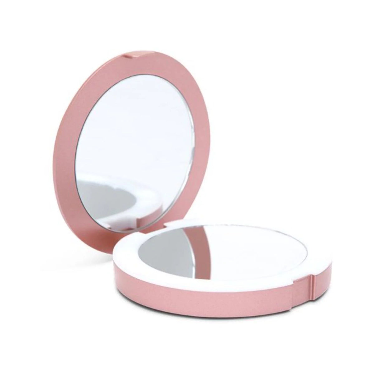 Rechargeable Lighted Round Travel Mirror with 5X Magnifying Glass P753