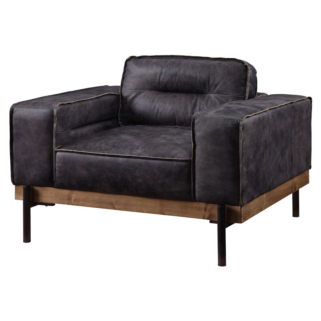 Square Arm Tufted Accent Chair in Antique Ebony O6987
