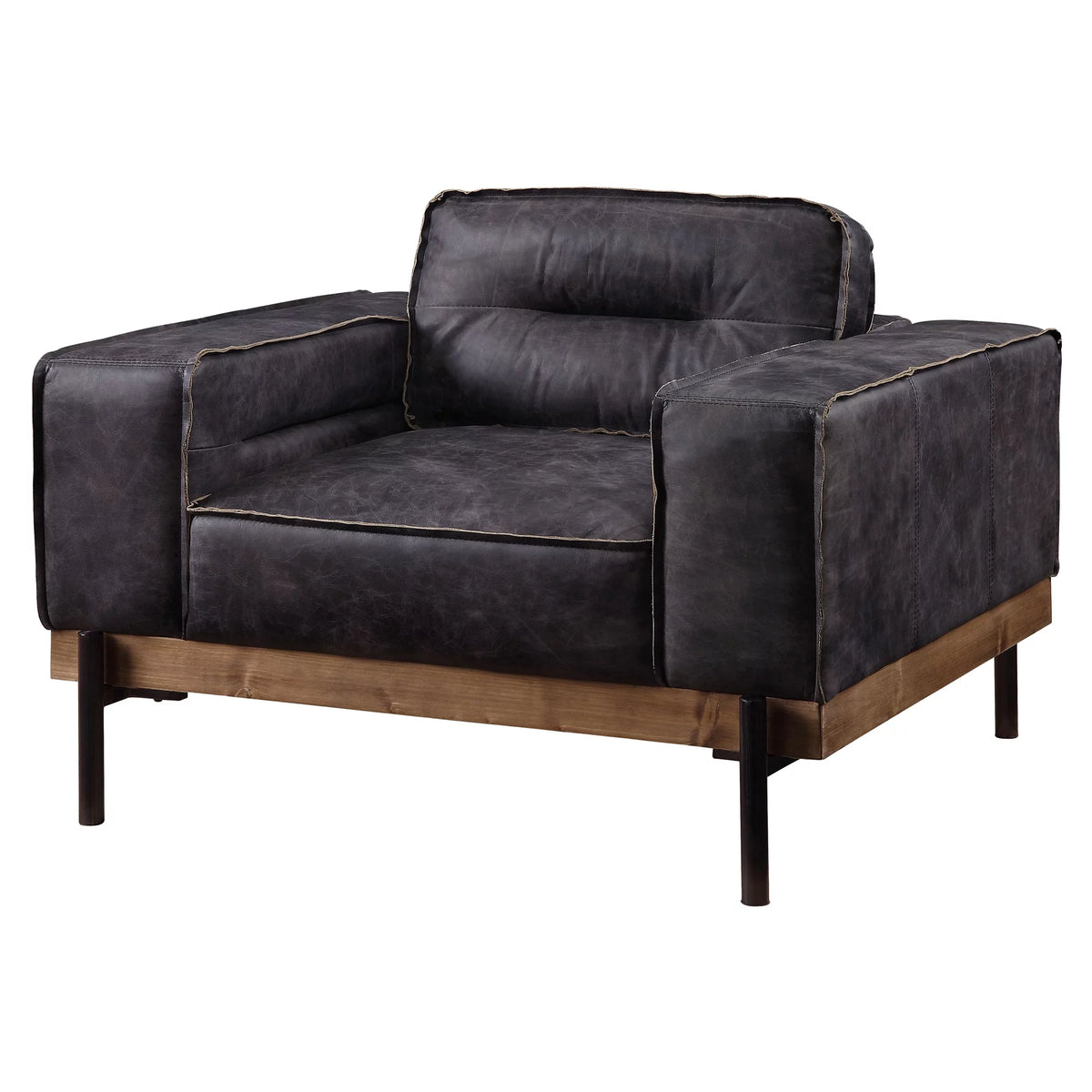 Square Arm Tufted Accent Chair in Antique Ebony O6987