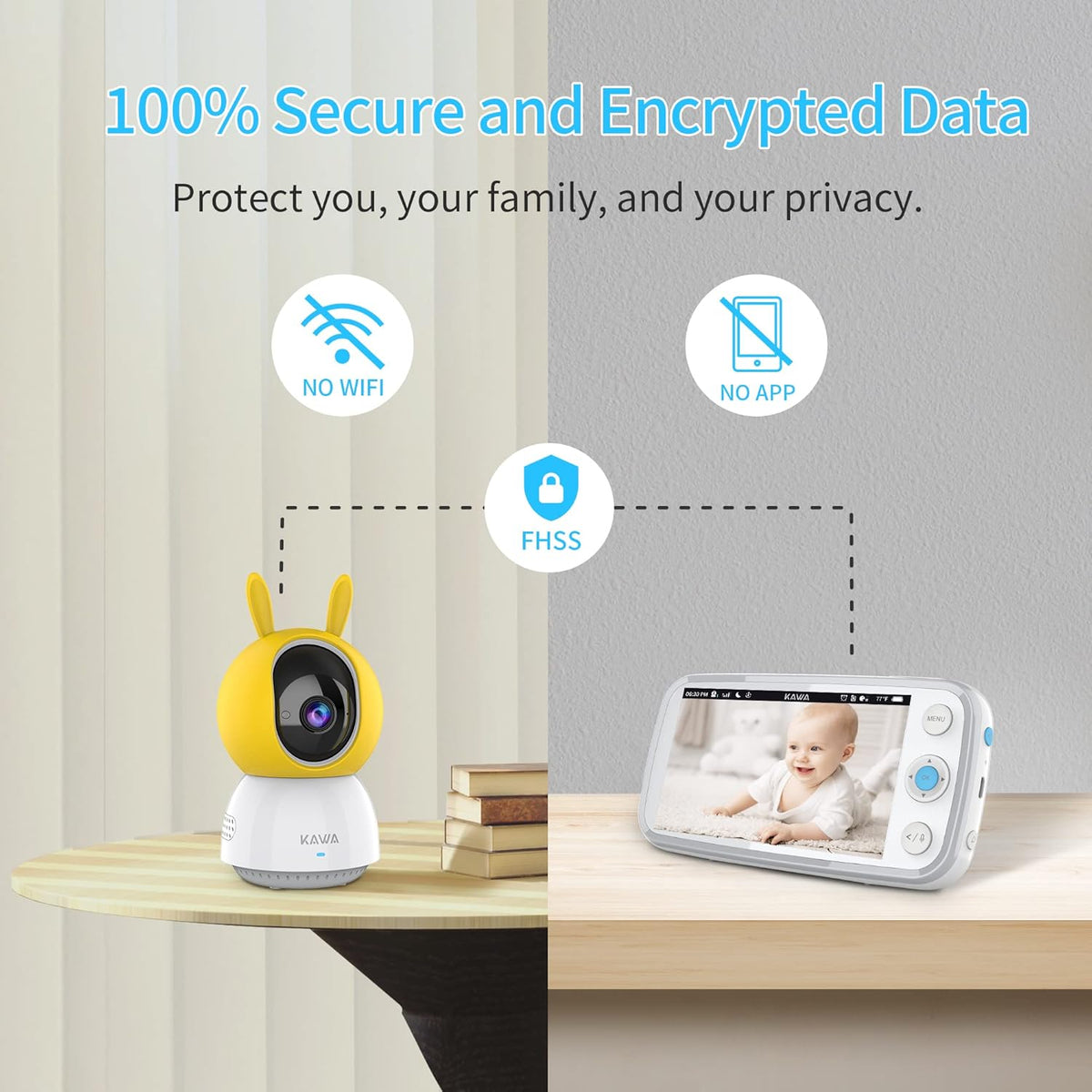 Baby Monitor with Camera and Audio, 720P HD Display, Night Vision, 2-Way Audio W541