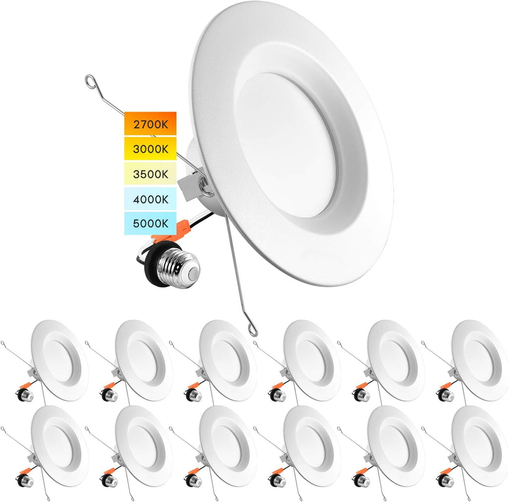 5/6 Inch LED Recessed Retrofit Downlight, 14W, Color Selectable, Dimmable, 16 Pack C2397