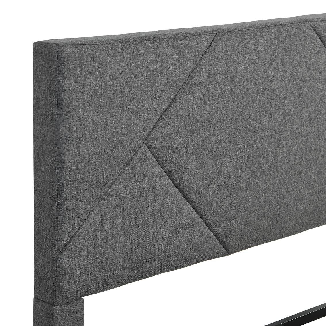 Queen Size Upholstered Platform Bed Frame with Headboard Gray D5715
