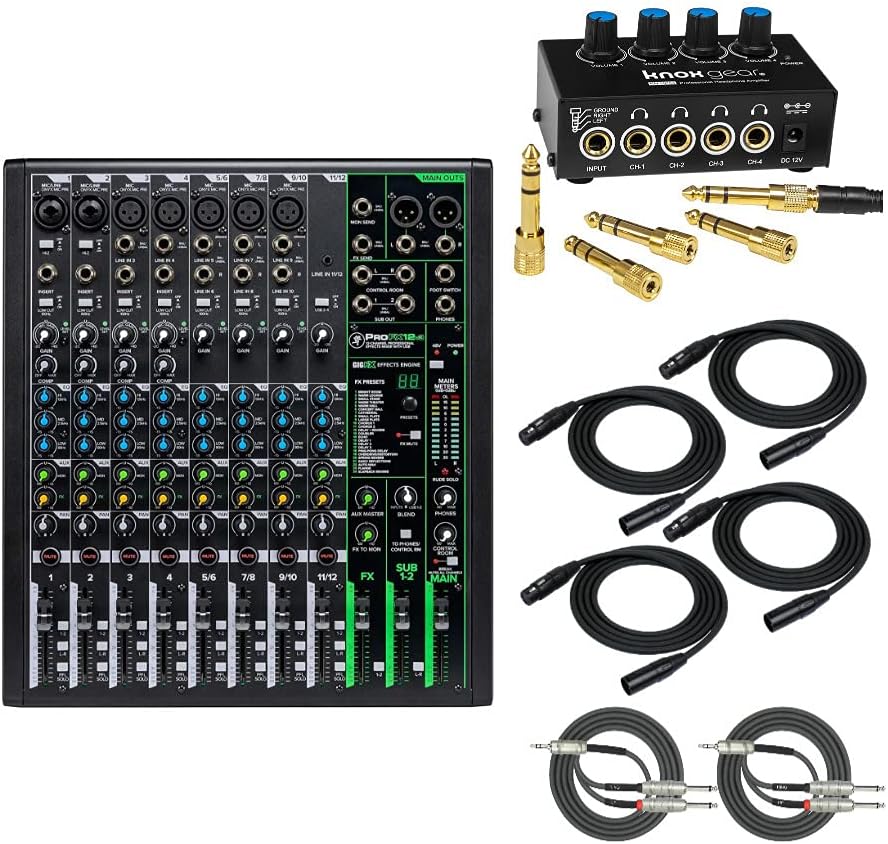 12-Channel Mixer with Headphone Amp, 4 XLR Cables, and 2 Breakout Cables G8943