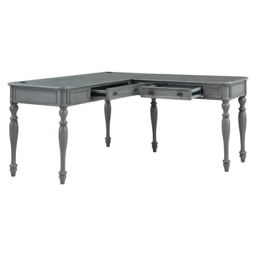 L-Shape Engineered Wood Desk with Power J9742