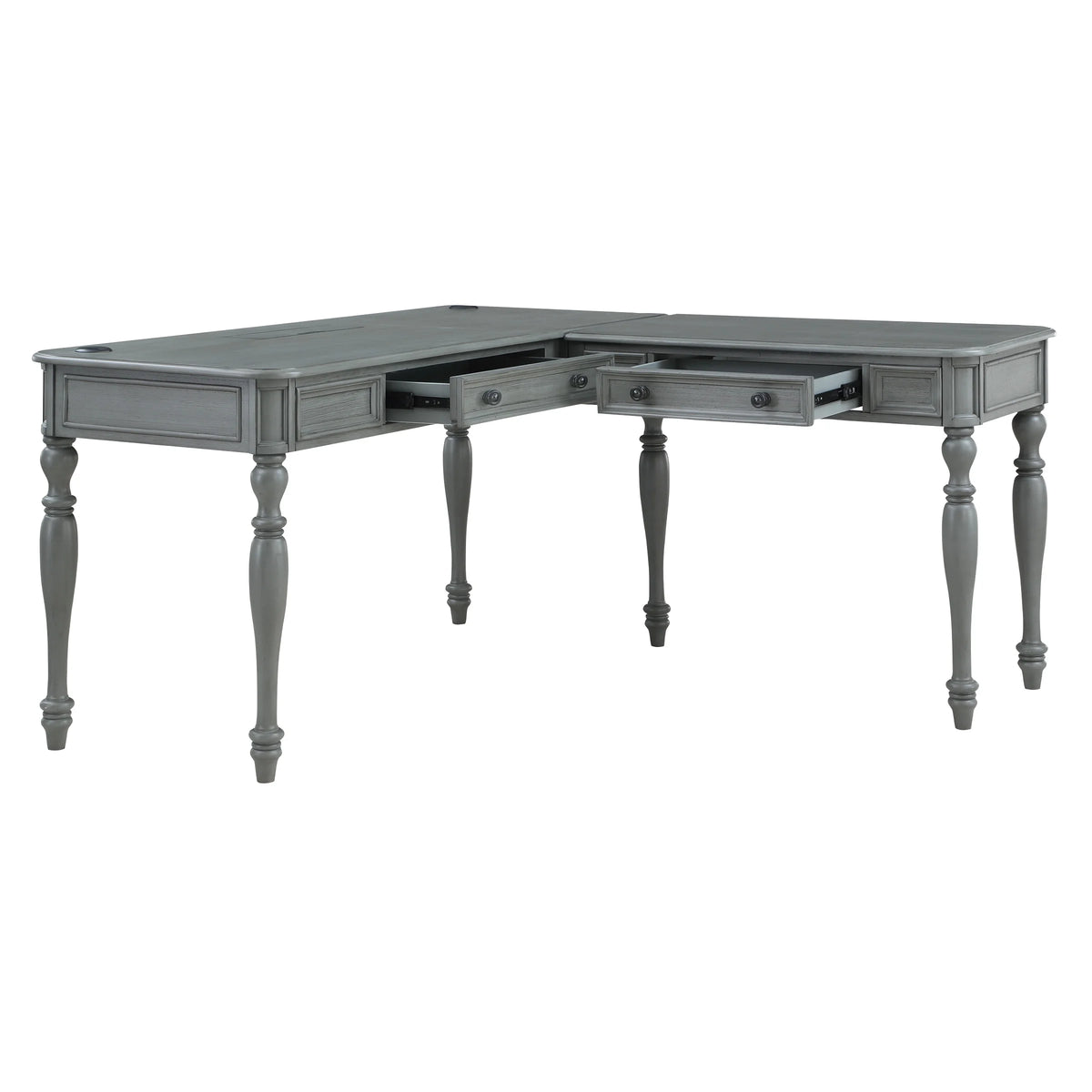 L-Shape Engineered Wood Desk with Power J9742