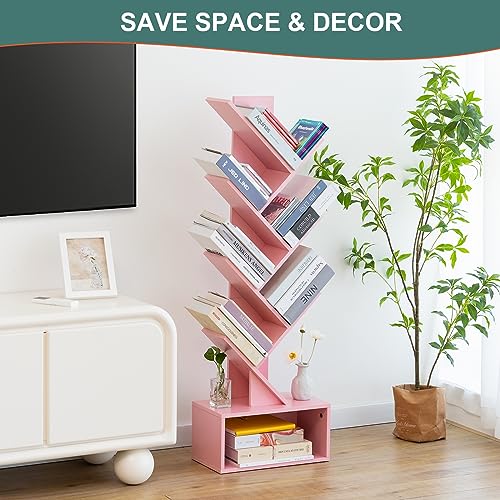 6 Shelf Rustic Brown Tree Bookshelf T341