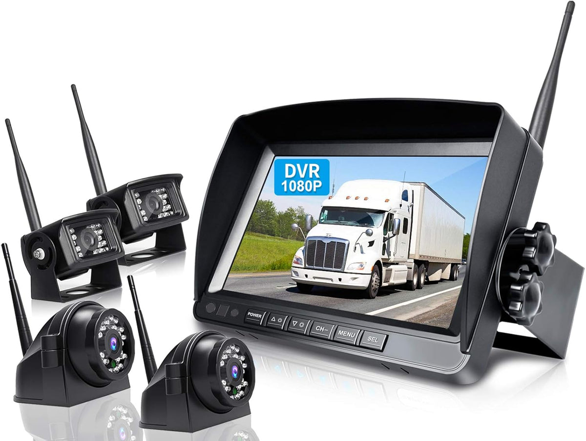 9 Inch Wireless Backup Camera System with DVR Quad Split Monitor I464269