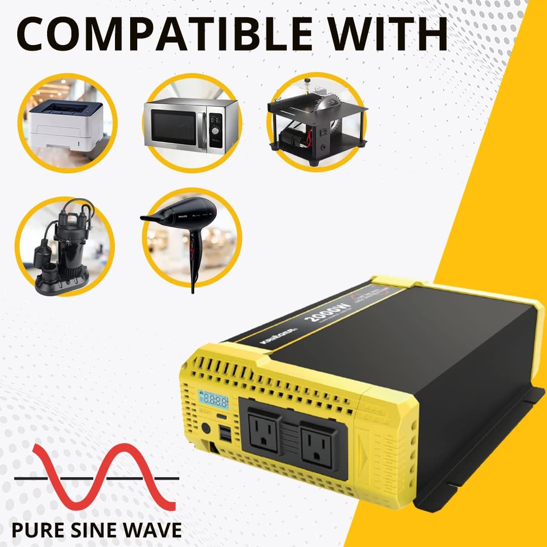 2000 Watt 12V Pure Sine Power Inverter F5442