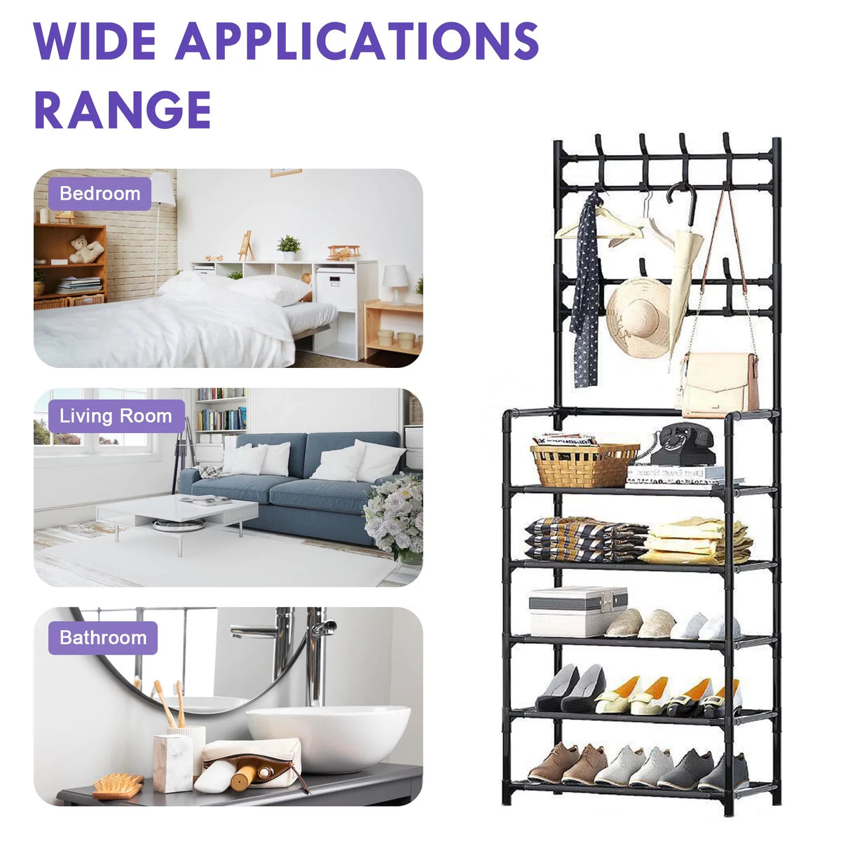 Entryway Bench with Coat Rack and Shoe Bench I215883