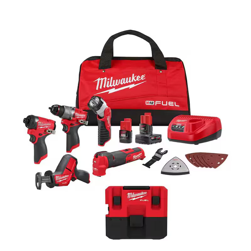 12-Volt Cordless 5-Tool Combo Kit with Batteries and Bag + Wet/Dry Vacuum Z49748