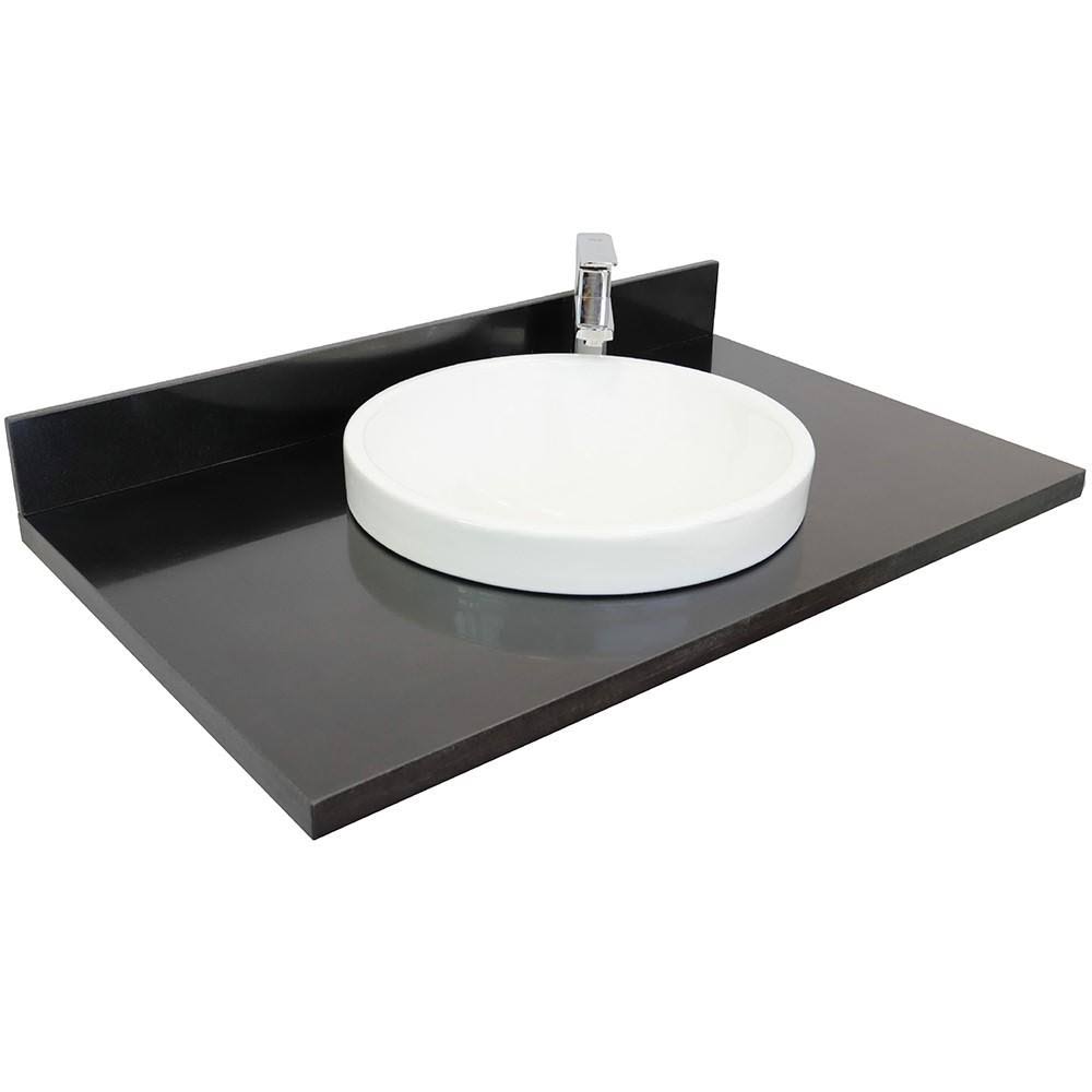 37 inch Black Granite Top with Round Sink S411811