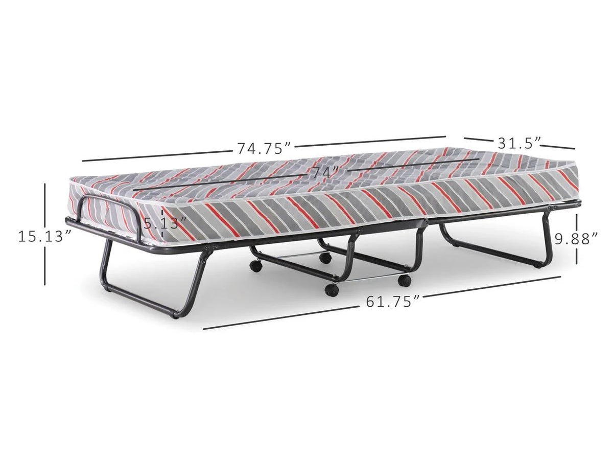 Folding Rollaway Guest Bed with Innerspring Mattress J4301