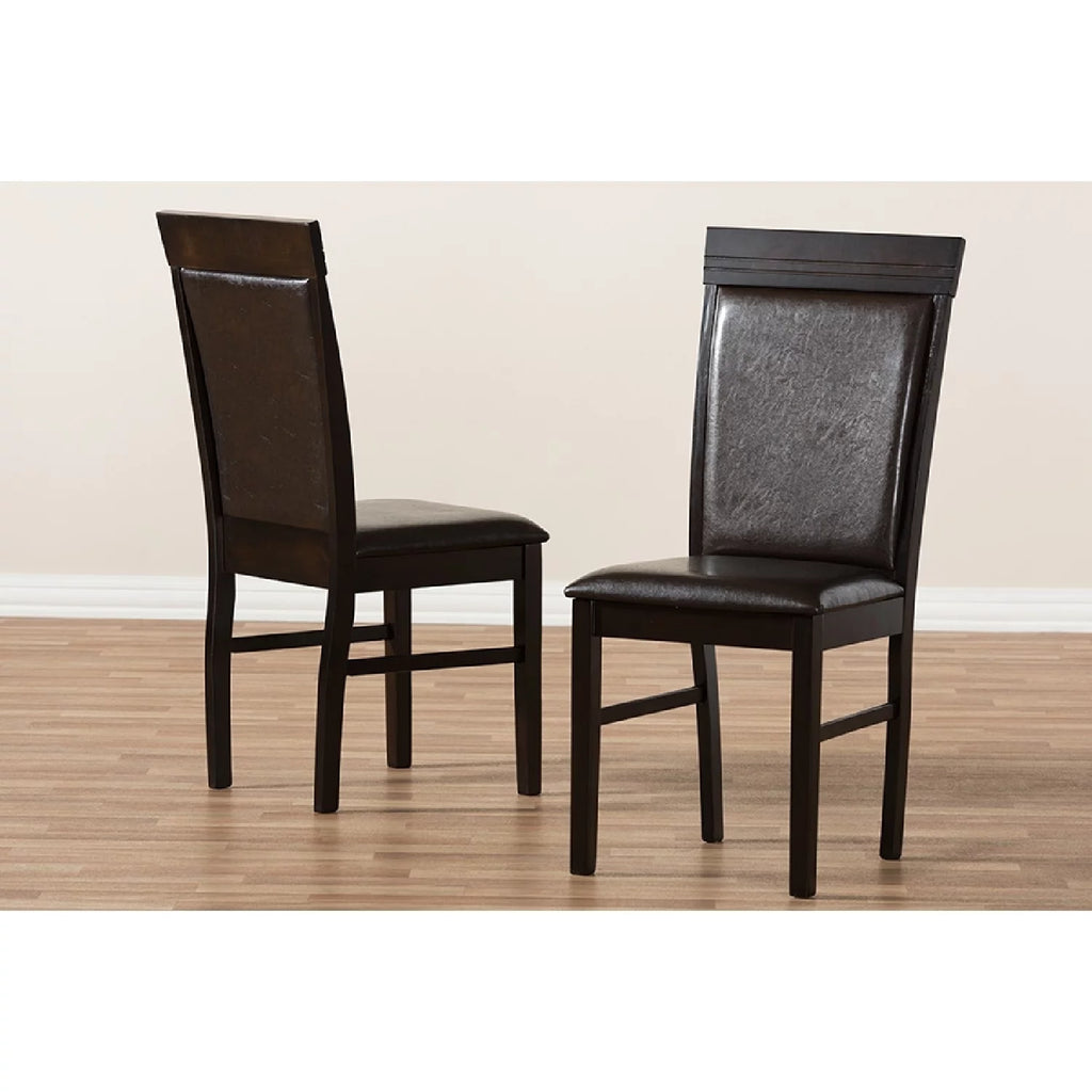 Dark Brown Faux Leather Dining Chair Set of 2 E52861